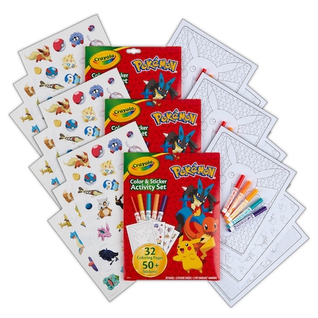 Crayola Color & Sticker Activity Set, Pokemon, 3PK 04-2739